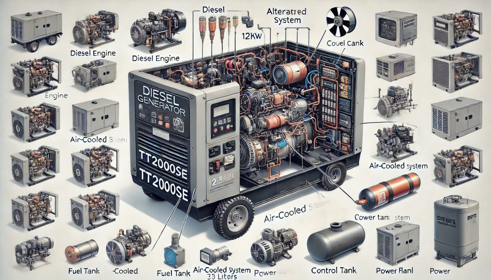 cáu tạo thiết kế tổ máy phát điện tt20000SE công suất 12kw